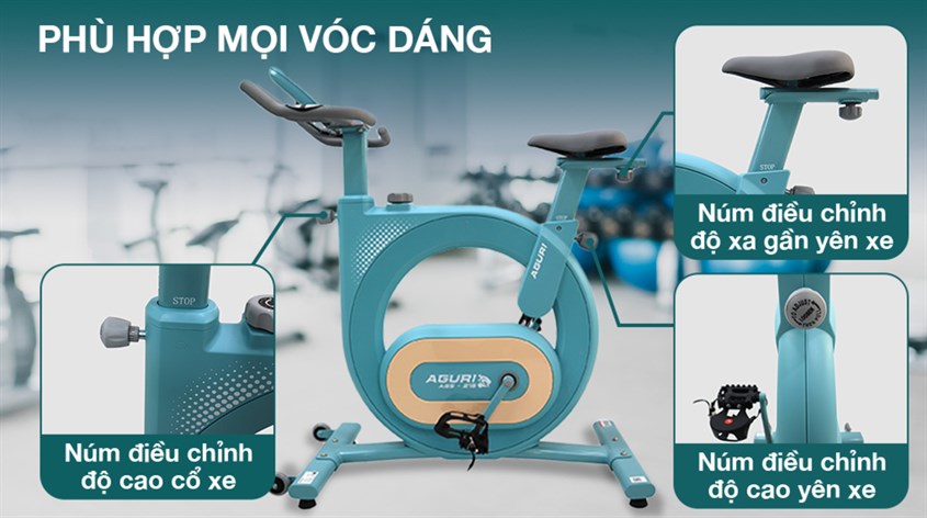 Bạn dễ dàng điều chỉnh yên xe của xe đạp tập thể dục tại nhà Aguri AGS-215