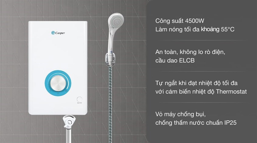 Máy nước nóng trực tiếp Casper 4500W EN-45TH11 giúp bạn tiết kiệm đến 900.000 đồng Máy nước nóng trực tiếp Casper 4500W EN-45TH11 giúp bạn tiết kiệm đến 900.000 đồng