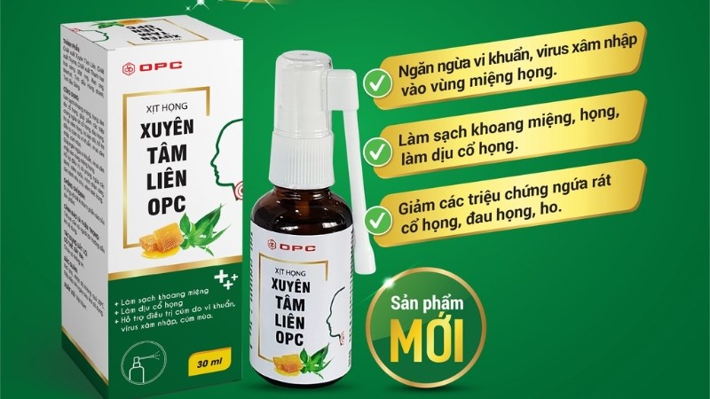 Xịt họng Xuyên tâm liên OPC hỗ trợ giảm ho, ngăn ngừa vi khuẩn