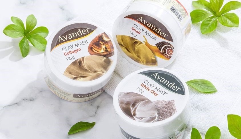 Mặt nạ đất sét Collagen dưỡng sáng, chống lão hoá Avander 110g (Hũ) và Mặt nạ đất sét trắng làm sạch sâu, dưỡng sáng da Avander 110g (Hũ)