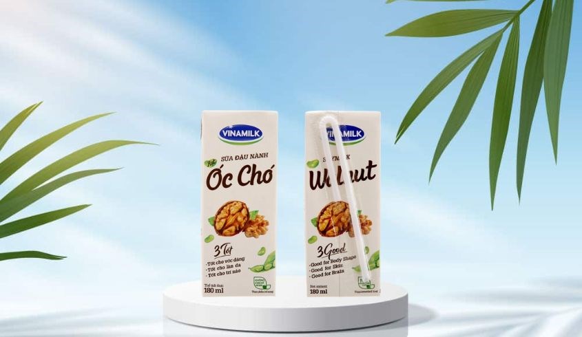 Lốc 4 hộp sữa đậu nành hạt óc chó Vinamilk 180 ml (từ 4 tuổi)