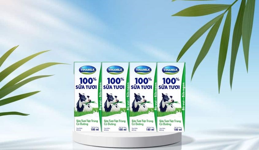 Lốc 4 hộp sữa tươi Vinamilk có đường 180 ml (từ 1 tuổi)