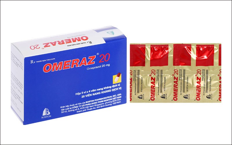 Omeraz 20 trị trào ngược dạ dày, thực quản (5 vỉ x 4 viên)