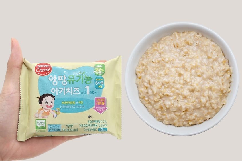 Thêm phô mai hữu cơ tách muối Seoul Milk Step 1 giúp món súp yến mạch thơm ngon hơn