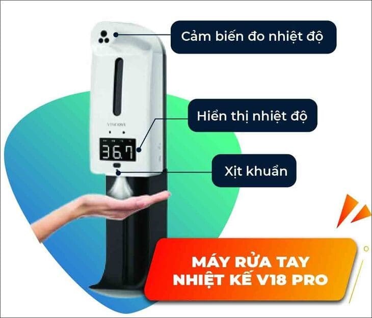 Máy rửa tay tự động V18 PRO có màn hình LCD lớn để tiện theo dõi các chỉ số