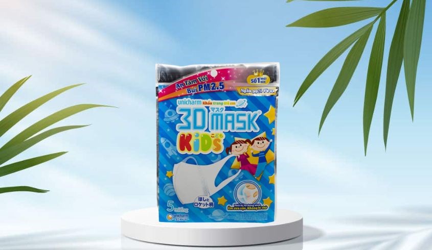Túi 5 cái khẩu trang 3D cho bé Unicharm 3 lớp
