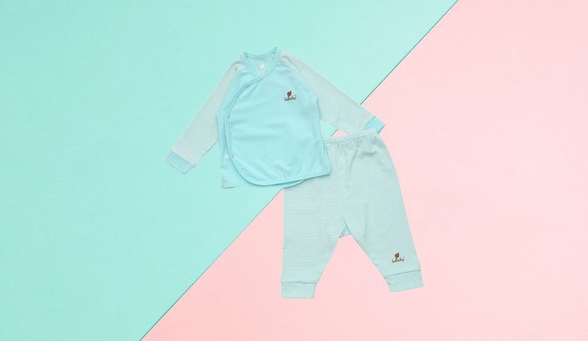 Bộ tay dài cài chéo Lullaby NH607P màu xanh