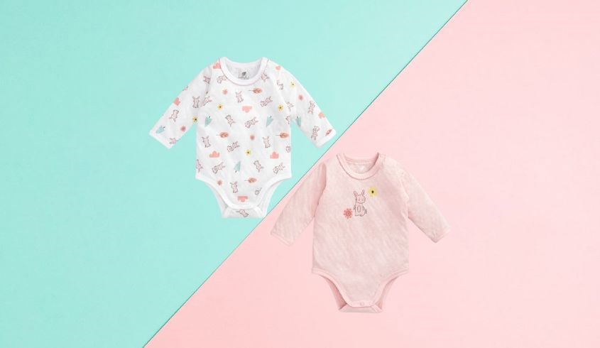 Combo 2 bodysuit bé gái Lullaby NH665P màu trắng - hồng