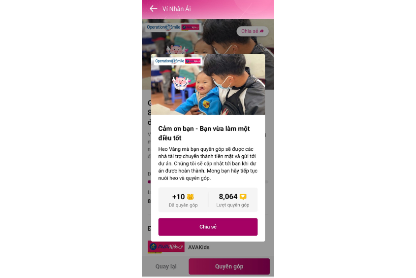 Quyên góp Heo Vàng thành công