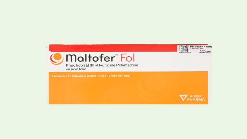 Viên nhai Maltofer fol trị thiếu máu do sắt, bổ sung sắt