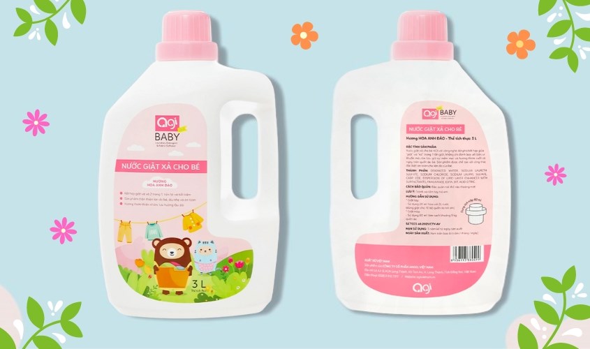 Nước giặt xả quần áo cho bé Agi Hồng hương hoa anh đào can 3 lít