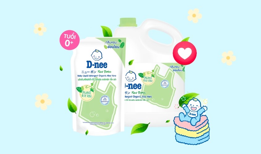 Nước giặt quần áo cho bé D-nee Xanh Lá hương nha đam can 3 lít