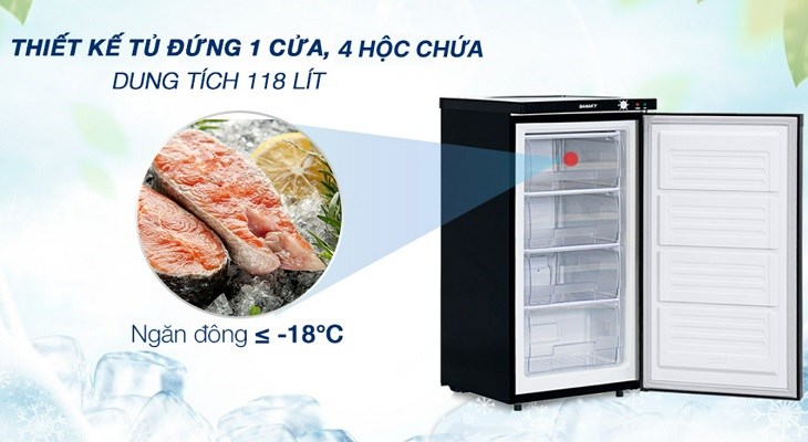 Tủ đông Sanaky 118 lít TD.VH160K có kiểu dáng nhỏ gọn với dung tích 118 lít