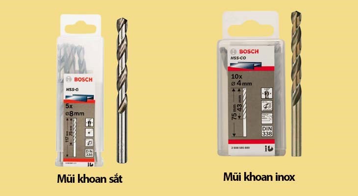 Mũi khoan sắt và mũi khoan inox đều sở hữu kiểu dáng chắc chắn