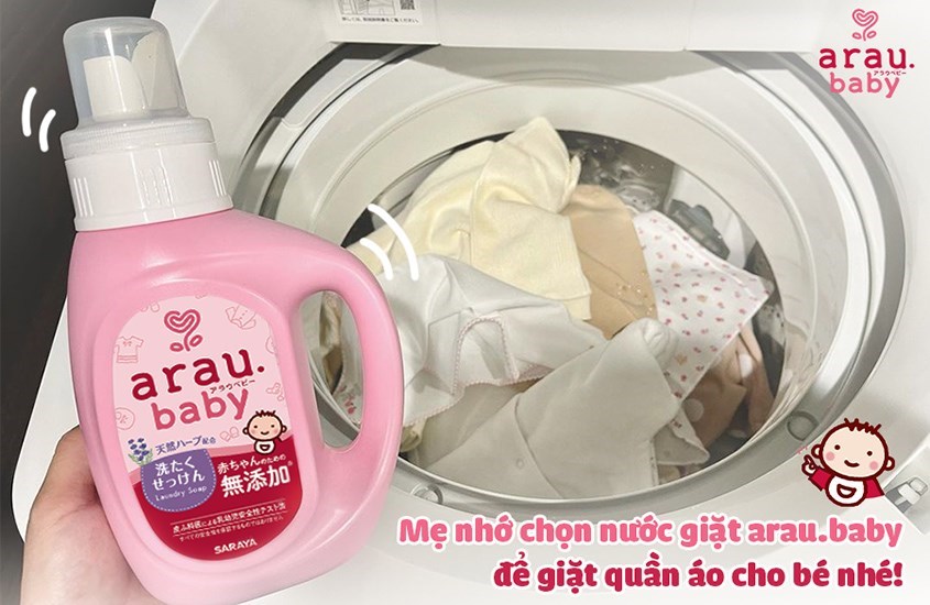 Nước giặt quần áo cho bé Arau Baby hương thảo mộc can 800 ml