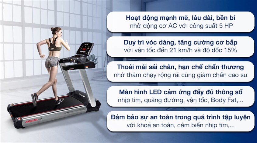 Máy chạy bộ Aguri AGT-817LE với nhiều lợi ích 