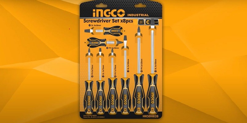 Bộ tua vít Ingco HKSD0828 (8 chi tiết) được làm từ thép CRV cứng cáp, bền bỉ