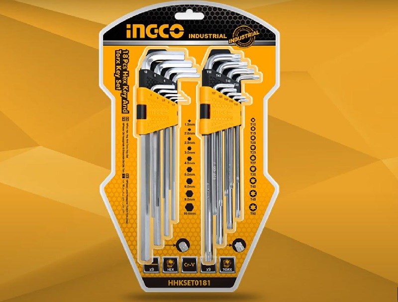 Bộ lục giác Ingco HHKSET0181 (18 chi tiết) có thiết kế nhỏ gọn, vừa tay cầm