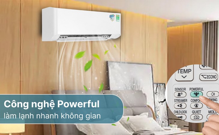 Máy lạnh Daikin Inverter 1.5 HP FTKY35WMVMV trang bị chế độ Powerful làm lạnh nhanh không gian