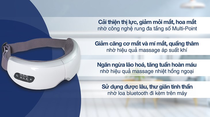 Máy Massage Mắt Fuji Luxury FJ S650 được trang bị công nghệ rung đa tầng số Multi-Point Máy Massage Mắt Fuji Luxury FJ S650 được trang bị công nghệ rung đa tầng số Multi-Point