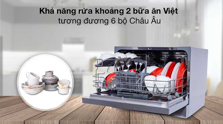 Máy rửa chén mini thích hợp với những gia đình ít người, từ 2 - 4 thành viên