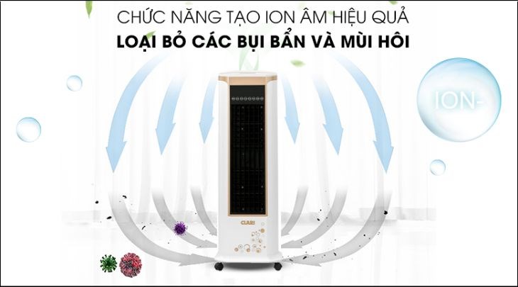 Quạt điều hòa Clari FL-926-2 có khả năng loại bỏ các bụi bẩn và mùi hôi mang lại bầu không khí trong lành hơn
