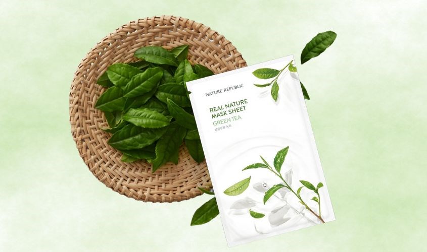 Mặt nạ giấy Trà Xanh cấp ẩm, ngăn ngừa mụn Nature Republic Real Nature Green Tea 23 ml