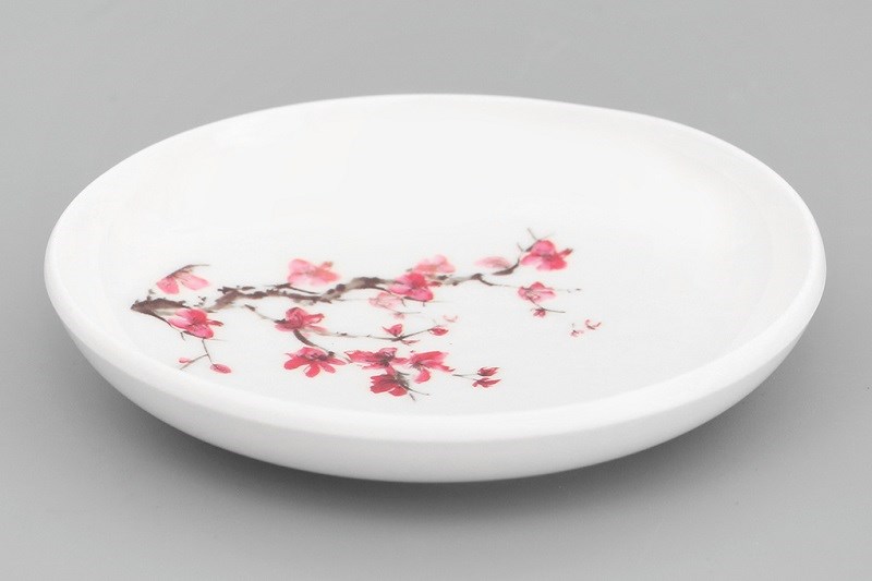 Dĩa chấm nhựa Melamine 9.5 cm Vinh Cơ AD10 với hoạ tiết hoa anh đào đẹp mắt