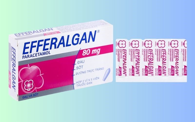 4.5. Viên đặt trực tràng Efferalgan 80mg giảm đau, hạ sốt (2 vỉ x 5 viên)