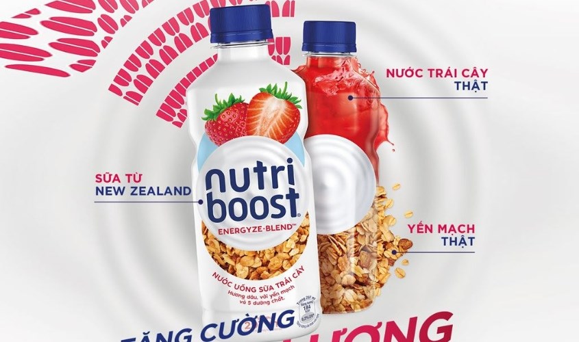 Lốc 6 chai sữa trái cây Nutriboost hương dâu 297 ml