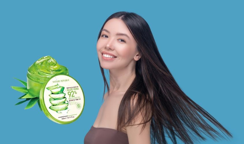 Gel lô hội Nature Republic giúp dưỡng tóc bóng mượt, óng ả