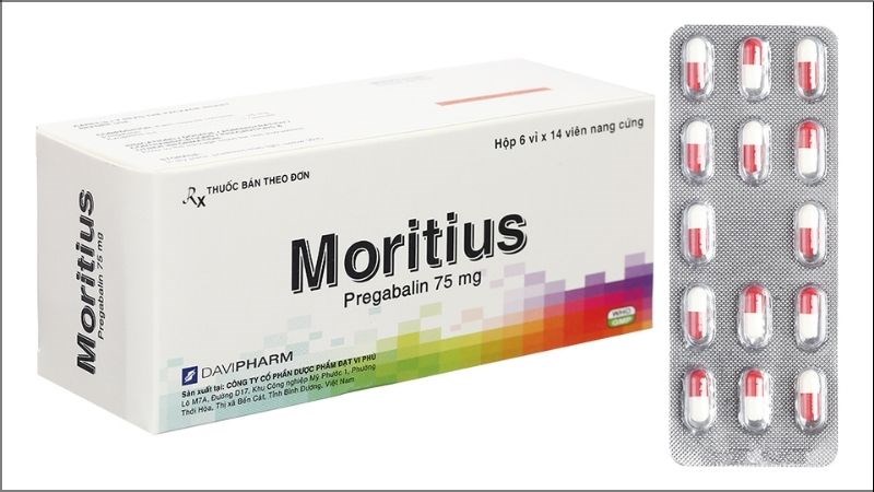 Moritius 75mg trị động kinh, rối loạn lo âu (6 vỉ x 14 viên)