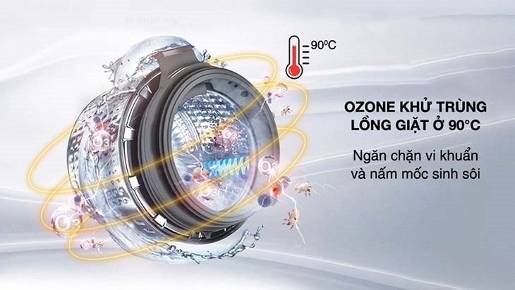 Máy giặt vệ sinh và khử trùng lồng giặt bằng Ozone với 90°C