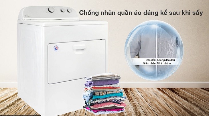 Whirlpool 15 kg 3LWED4815FW0 tính năng chống nhăn