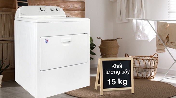 khối lượng sấy lớn Whirlpool 15 kg 3LWED4815FW0