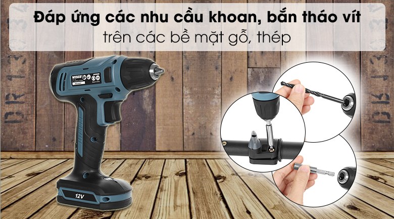 Máy khoan pin Wesco Ws2550K 12V có khả năng khoan, tháo lắp tua vít và sửa chữa các đồ dùng nội thất trong gia đình hiệu quả