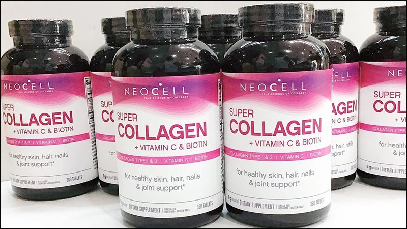 Viên uống Super Collagen + Vitamin C & Biotin Neocell chứa 100% collagen nguyên chất