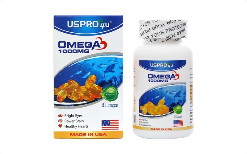 Uspro 4U Omega 3 1000mg giảm mỡ máu, ngừa xơ vữa động mạch lọ 100 viên