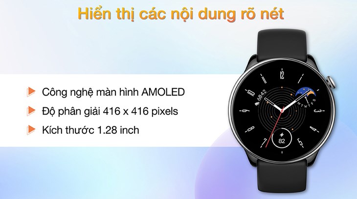 Đồng hồ Amazfit GTR Mini được trang bị màn hình AMOLED rõ nét