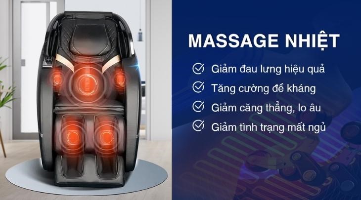 Ghế massage Daikiosan DKGM-20005D với cơ chế massage nhiệt phù hợp với người lớn tuổi hay mắc các bệnh về xương khớp