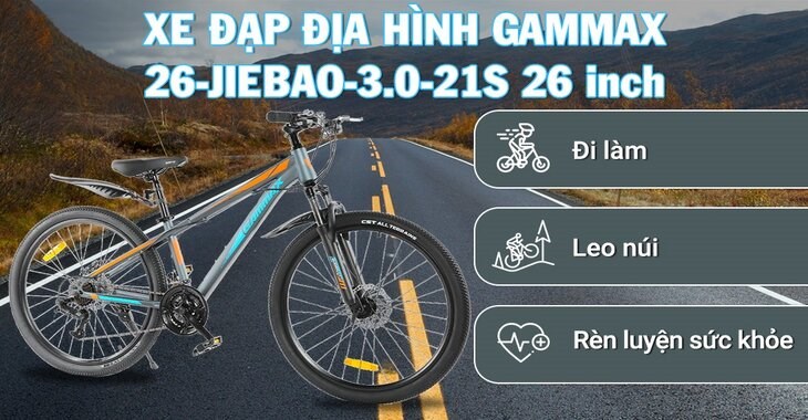 Xe đạp địa hình MTB Gammax 26-JIEBAO-3.0-21S giúp người dùng đạp xe và tập luyện hằng ngày