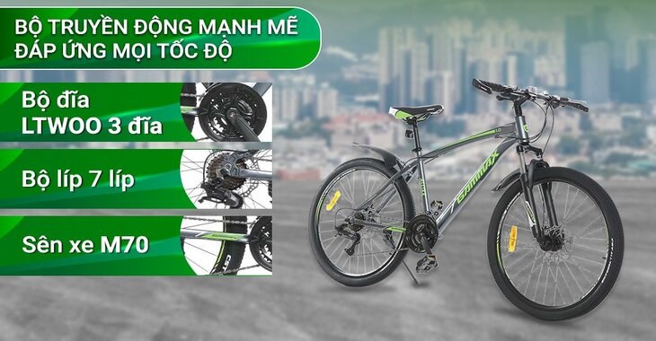 Xe đạp địa hình MTB Gammax 26-KUNFENG-1.0-21S 2020 sở hữu 7 líp giúp người đạp dễ dàng tùy chỉnh số líp phù hợp khi leo dốc