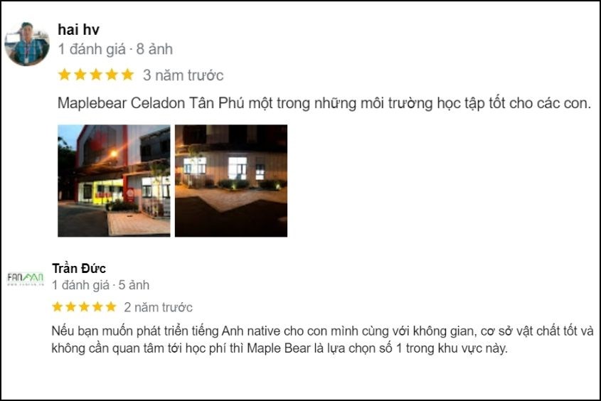 Cảm nhận của phụ huynh về trường mầm non Canada Maple Bear