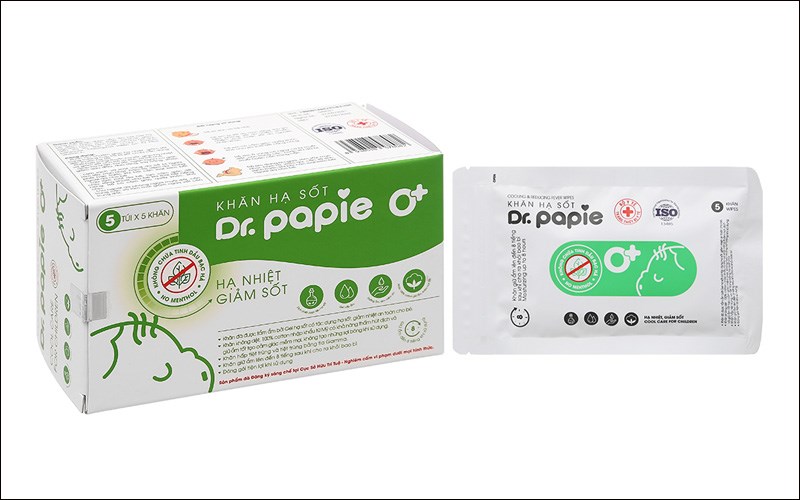  Khăn hạ sốt Dr.Papie 0+ cho bé (5 gói x 5 miếng)