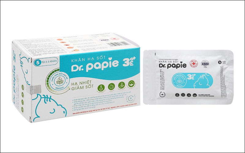 Khăn hạ sốt Dr.apie 3mo+ cho bé (5 gói x 5 miếng)