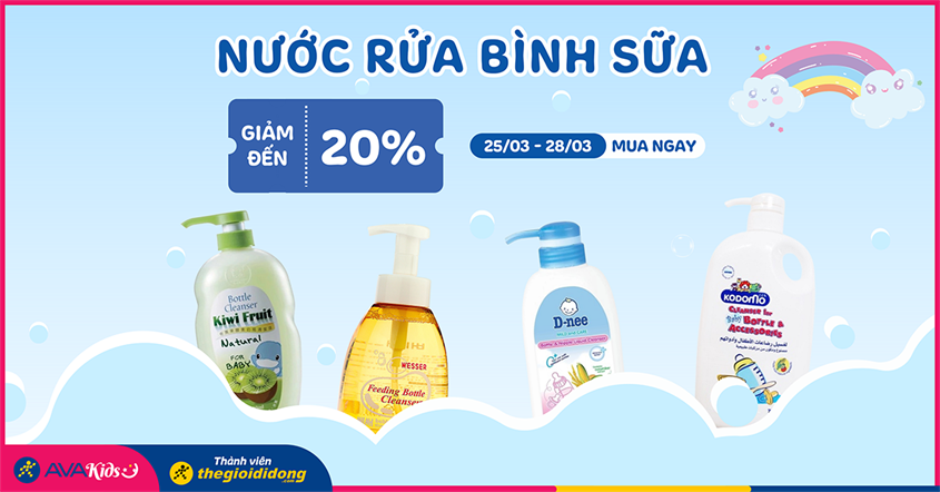 Nước rửa bình sữa ưu đãi đến 20%. Khuyến mãi cực đã - Chất lượng cực tốt!