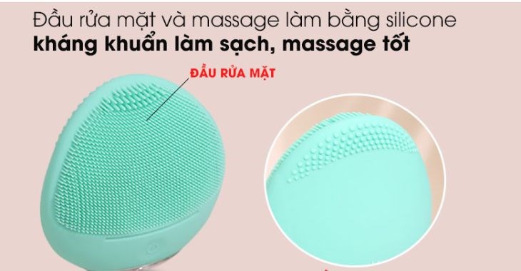 Đầu rửa mặt và massage của máy rửa mặt và massage dành cho da nhạy cảm Halio Sweet Mint được chế tạo từ chất liệu silicone kháng khuẩn an toàn Đầu rửa mặt và massage của máy rửa mặt và massage dành cho da nhạy cảm Halio Sweet Mint được chế tạo từ chất liệu silicone kháng khuẩn an toàn