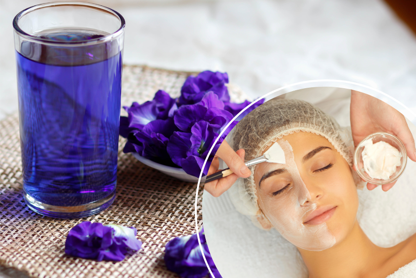 Mặt nạ hoa đậu biếc cải thiện nếp nhăn