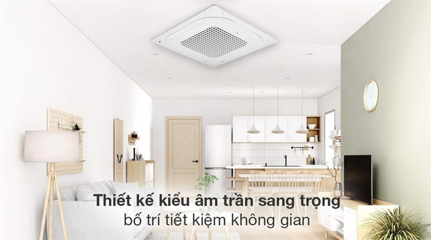 Máy lạnh âm trần LG Inverter 3 HP ZTNQ30GNLE0 có thiết kế âm trần hiện đại, dễ kết hợp với nhiều không gian