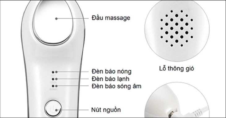 Máy massage đẩy tinh chất Touch Beauty TB1389 được thiết kế với nút nguồn và đèn báo dễ dàng sử dụng